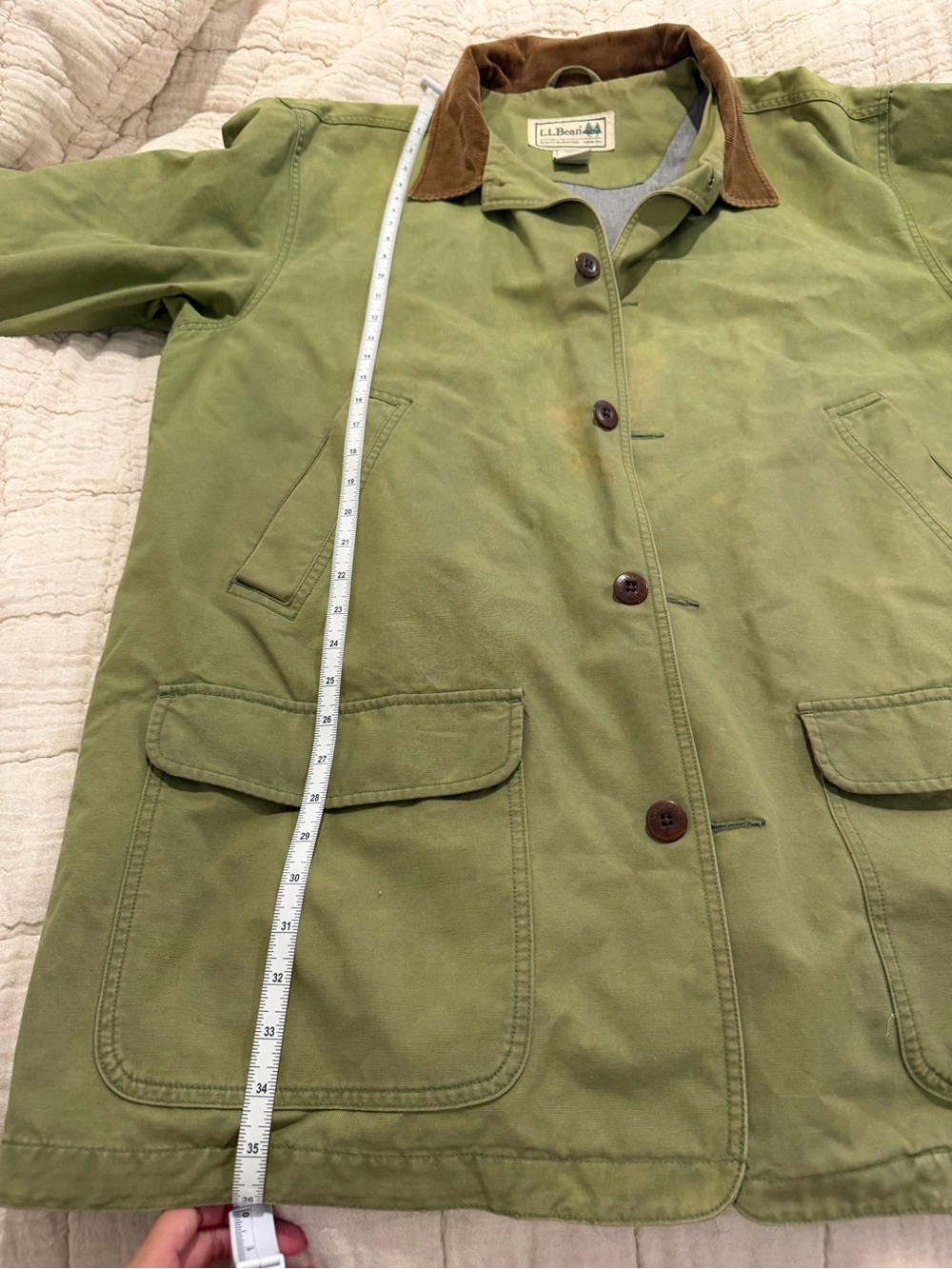 Vintage 80s 90s Men’s L.L.Bean Blanket Lined Green Chore Barn Coat - Picture 10 of 11